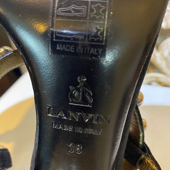 Lanvin black suede saddles golden heel 38 - Picture 6 of 9